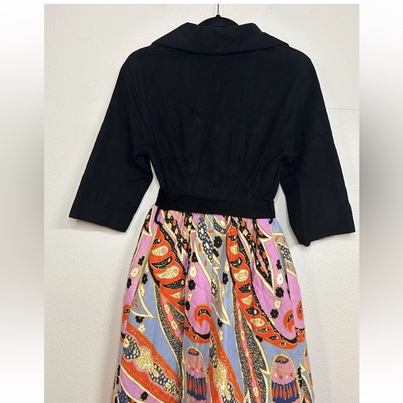VTG 70’s Psychedelic Printed Quilted Long Sleeve Maxi Dress Dela-Ann Creation M - Picture 13 of 16